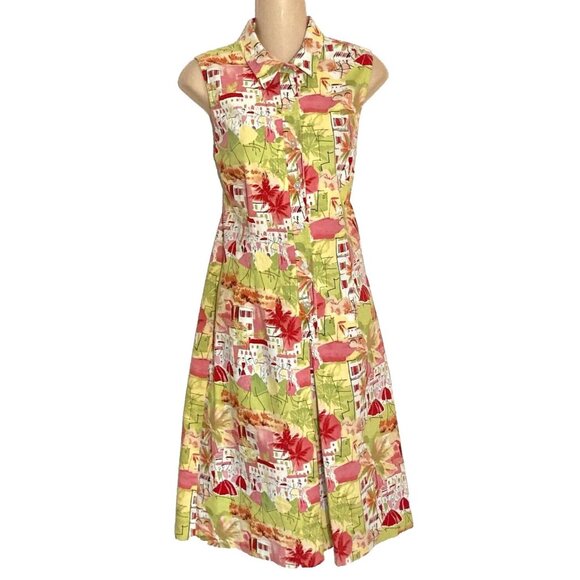 Talbots Dresses & Skirts - Talbots Women Size 10 Sleeveless Button Front Shirt Dress Pink Green Stick Women